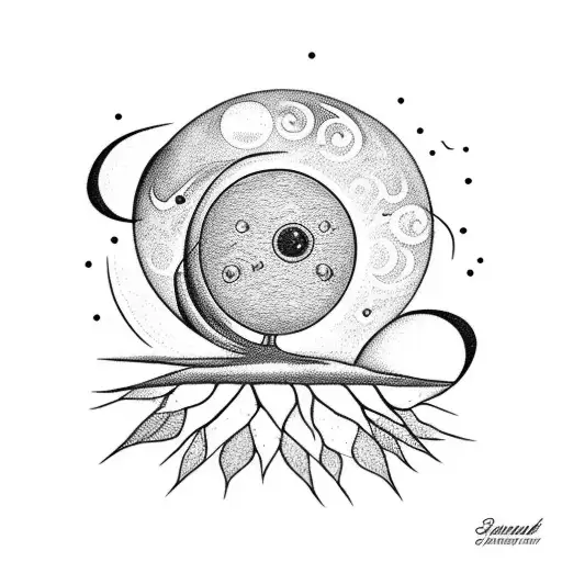 Little Prince and his rose on a planet, the sun as a ";" and 3 birds flying tattoo design idea