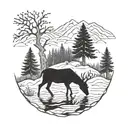 ducks elk forest landscape tattoo design idea
