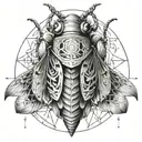 a cicada  surrounded by the Gemini, Aquarius, and virgo symbols  tattoo design idea