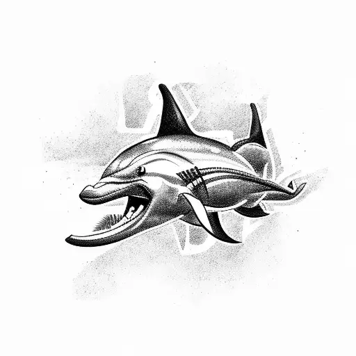 Dotwork Miami Dolphins Tattoo Idea - BlackInk