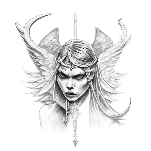  of angels and demons locked in a fierce struggle , a whole wrap around neck tattoo  tattoo design idea