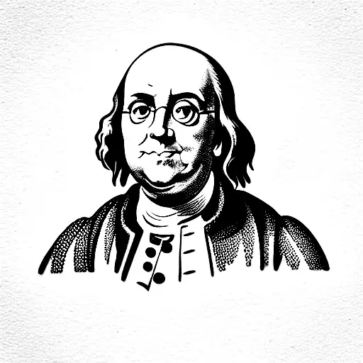 Ben Franklin with a mask tattoo design idea