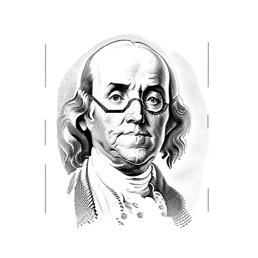 Ben Franklin with a mask tattoo design idea