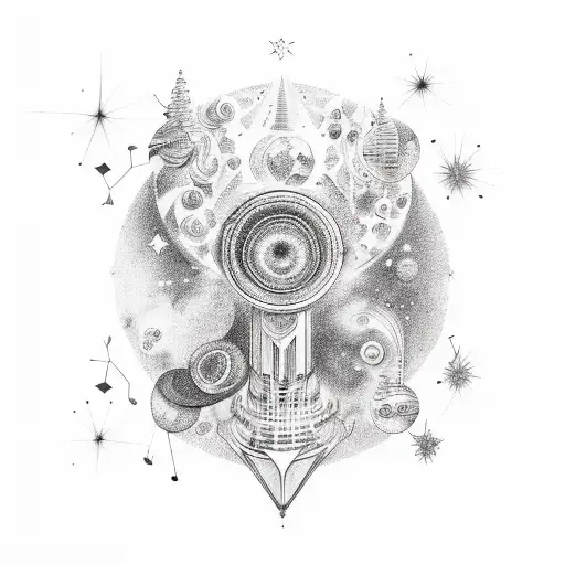 A cosmic symphony of music notes and stars tattoo design idea