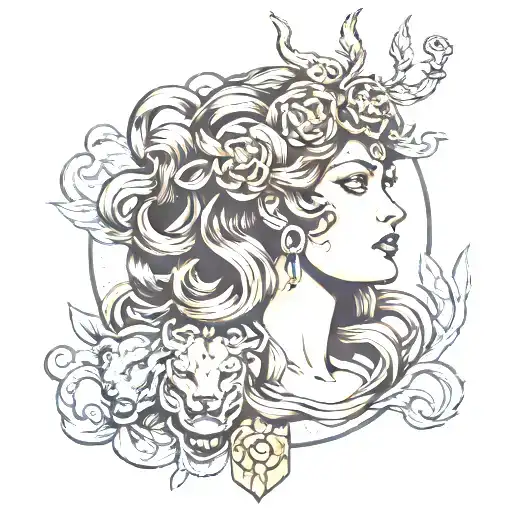 Athena goddess Medusa gorgon tattoo tattoo design idea