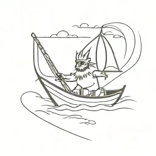 max from where the wild things are in boat sailing tattoo design idea