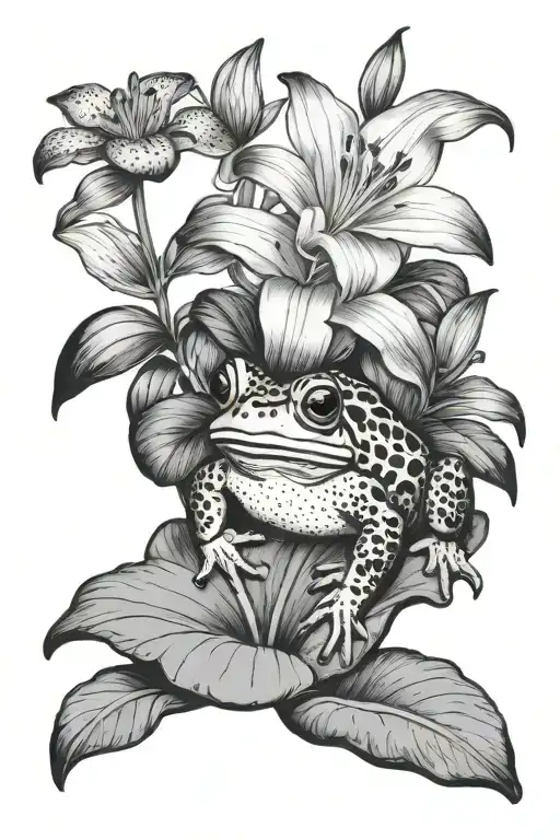 A toad on a lily pad tattoo design idea