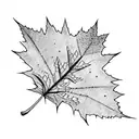 black and white fine line maple leaf tattoo design idea
