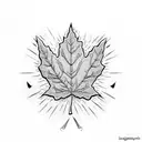 black and white fine line maple leaf tattoo design idea