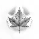 black and white fine line maple leaf tattoo design idea