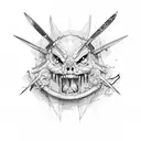 Pitchfork stabbing tattoo design idea