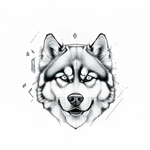 Pistons and husky dog tattoo design idea