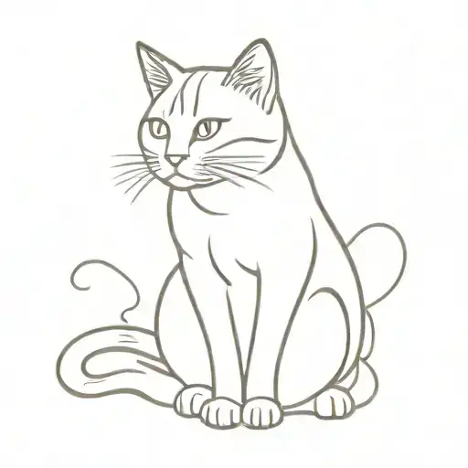 calico cat sitting tattoo design idea