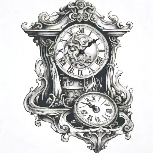 melting clock from Alice in wonderland  tattoo design idea
