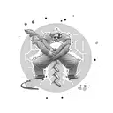 dad with son on shoulders, with prostate cancer symbol  tattoo design idea