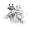 dad with son on shoulders tattoo design idea