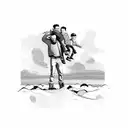 dad with son on shoulders tattoo design idea