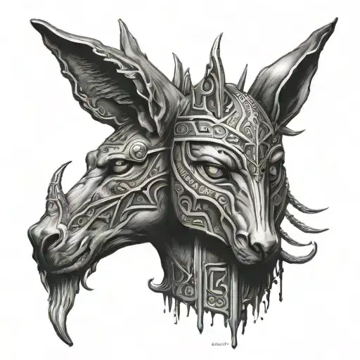 Anubis weighing sins and forgiveness tattoo design idea