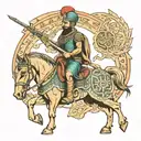 Achaemenid soldier along with the history of Iran and the phrase "Good thoughts, good words, good deeds." tattoo design idea