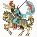 Achaemenid soldier along with the history of Iran and the phrase "Good thoughts, good words, good deeds." tattoo design idea
