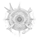 olas del mar con triángulos y símbolos celtas tattoo design idea