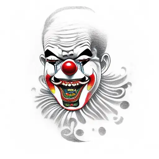 A clown tearing his face tattoo design idea