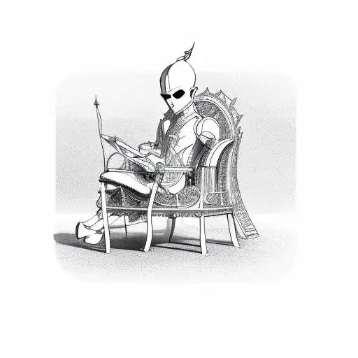 Burning man on a chair tattoo design idea