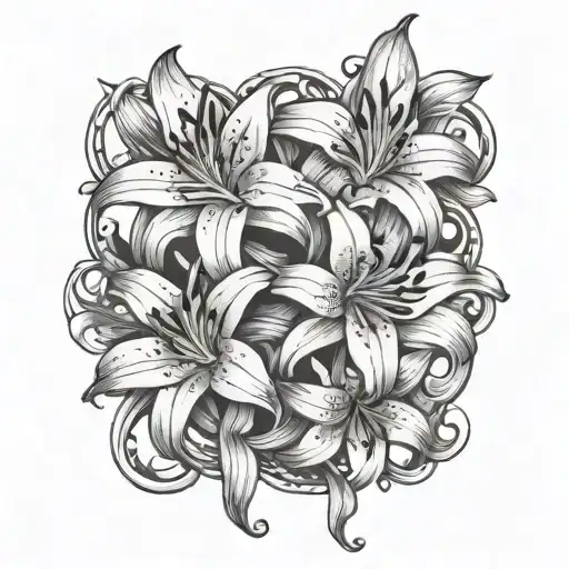 lily flowers intertwined tattoo design idea