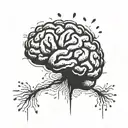 A tattoo design of a brain with scattered thoughts and focus beams, representing your ADHD and love for your focus time tattoo design idea