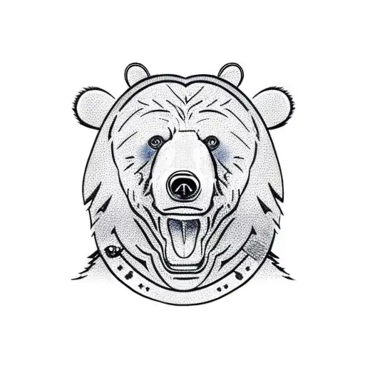 bear holding a gun tattoo design idea