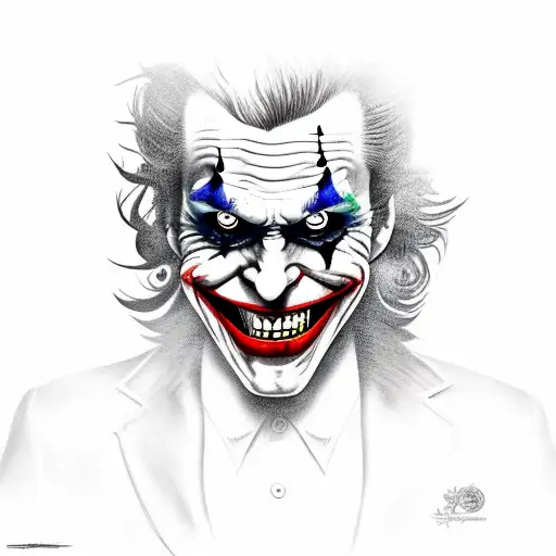 joker going insane laughing, ha ha tattoo design idea