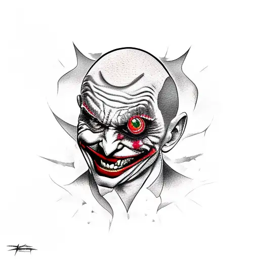 joker going insane laughing  tattoo design idea