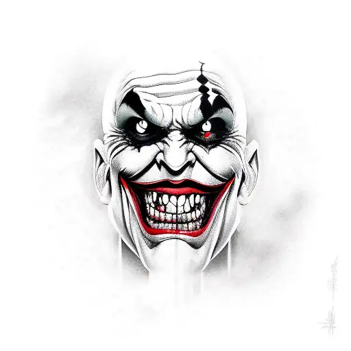 joker going insane laughing, ha ha tattoo design idea