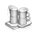 A stack of books with coffee cups as the pages tattoo design idea