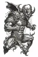 devil fighting with god  tattoo design idea