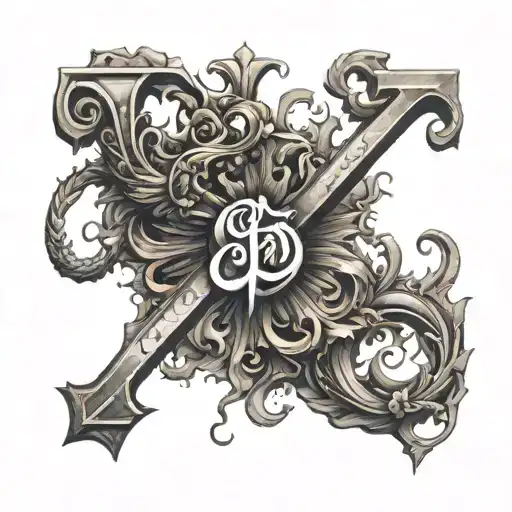 god first letter tattoo design idea