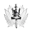 king chess piece with weed leaf behind tattoo design idea