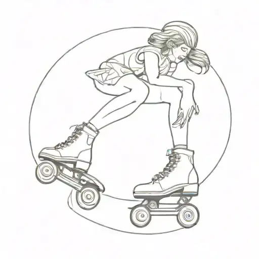 a girl artistic roller skating fine line tattoo tattoo design idea