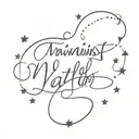 A delicate script font with small embellishments like hearts or stars around the words tattoo design idea