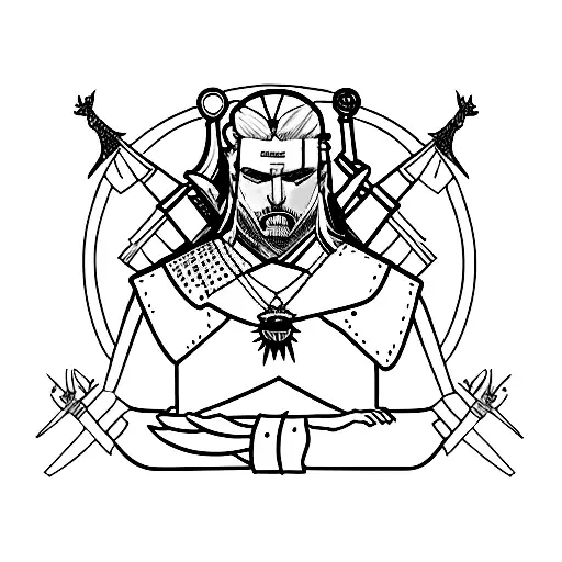 The witcher meditating tattoo design idea