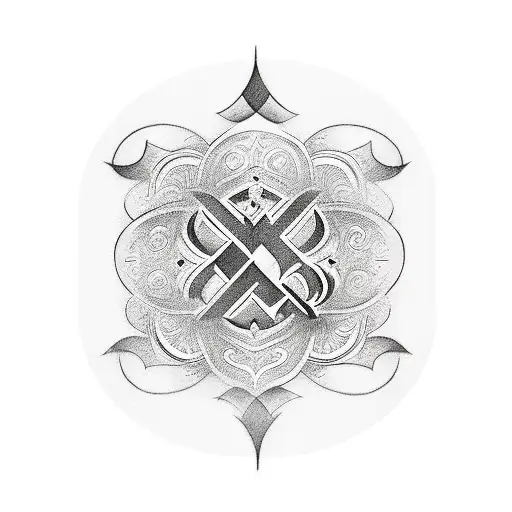 a simple and modern tattoo icon featuring the four English letters ‘L V C R,’ with a design that symbolizes family&Love tattoo design idea