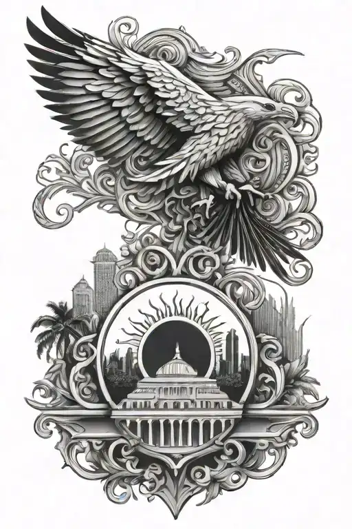 Shoulder tattoo inspired by Atlanta and Dominican republic symbols tattoo design idea