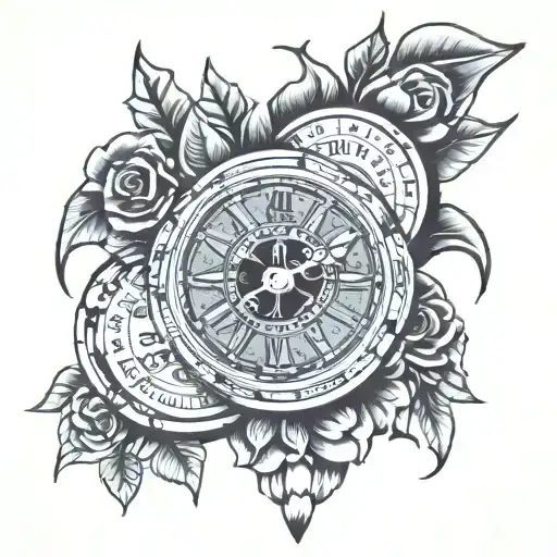 hand tatto with time and money tattoo design idea