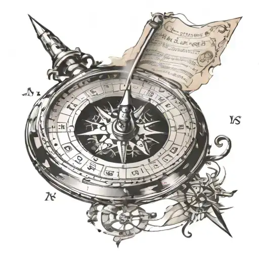vintage Compass music sheet forming the shape tattoo design idea