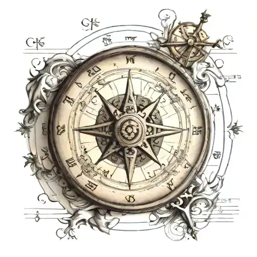 vintage Compass music sheet transforming tattoo design idea