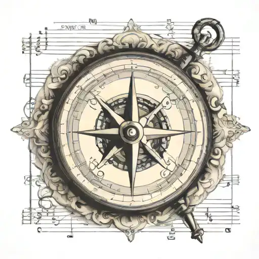 vintage Compass music sheet transforming tattoo design idea