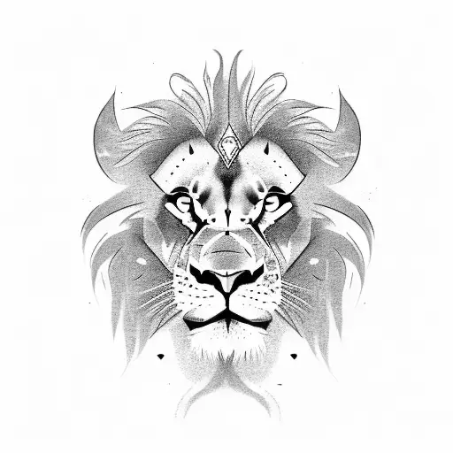 angry lion with scars tattoo design idea