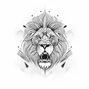 angry lion with scars tattoo design idea