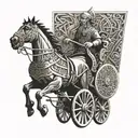 man guiding a chariot tattoo design idea