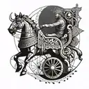 man guiding a chariot tattoo design idea